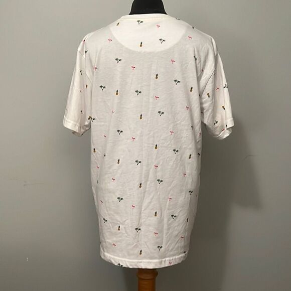 Denim And Flower Men's White Tropical Flamingo Graphic Tee Size Medium - Picture 5 of 8
